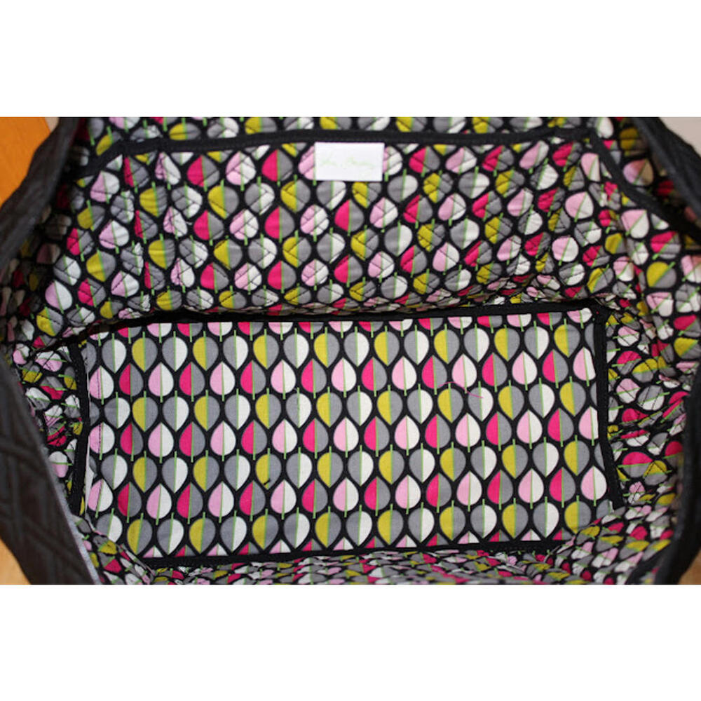 Vera Bradley Large Black Quilted Tote Bag Shoulder Bag 23" x 14" - Picture 3 of 4
